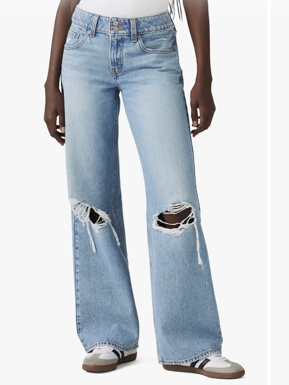 Levi’s Superlow size 29 Light Blue Distressed Wide-Leg Loose Jeans-NWT